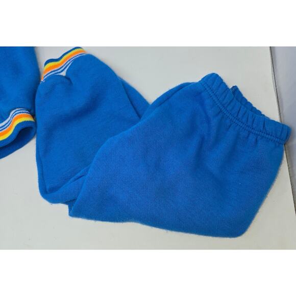 Vintage Toddler Blue Striped Jogger Outfit Acrylic 3T Sweat Jacket and Pants - Picture 4 of 12